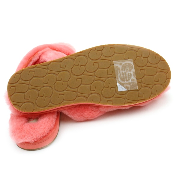 UGG Australia Abela Vibrant Coral Sheepskin Slides - Picture 5 of 6
